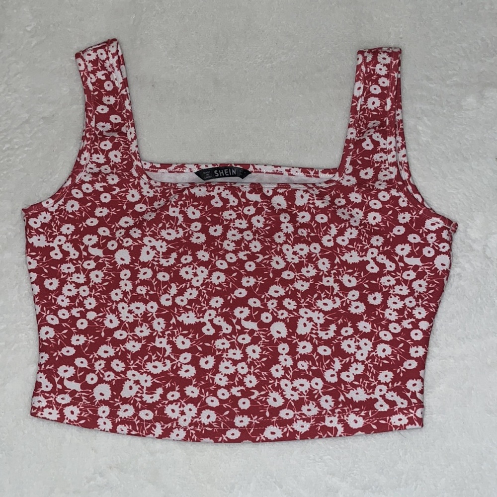 Cropped Red Floral Tank